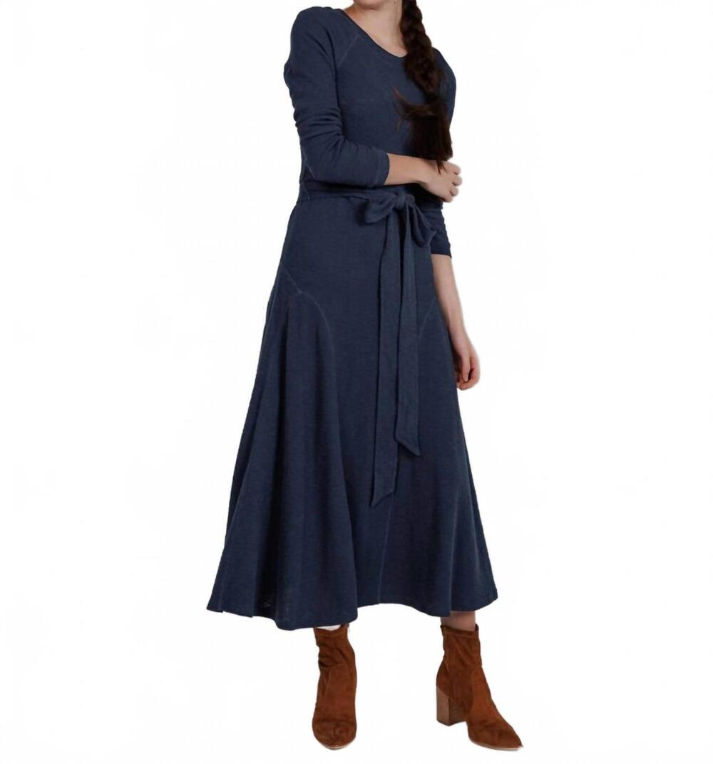 NEW DOWNEAST destination long sleeve midi length knit dress in carbon